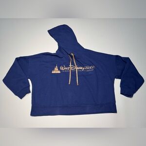 Walt Disney World 50th Anniversary Navy Castle Crop Hoodie - Size Large